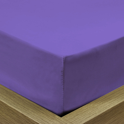 Cotton Home Super Soft Percale Weave Plain Fitted Sheet, 90 x 190 + 20cm, Violet