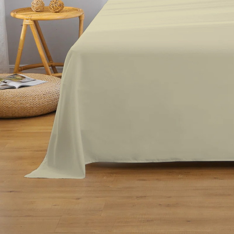 Cotton Home Super Soft Flat Sheet, 240 x 260cm, Super King, Beige dk