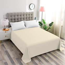 Cotton Home Flat Sheet 100% Cotton, 200 x 240cm, Ivory