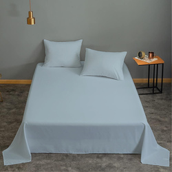 Cotton Home 3-Piece Flat Sheet Set, 1 Flat Sheet + 2 Pillow Case, Queen, Metallic Blue