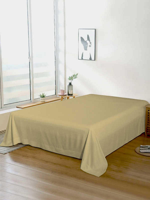 Cotton Home Super Soft Flat Sheet, 220 x 240cm, King, Mustard