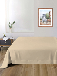 Cotton Home Super Soft Flat Sheet, 160 x 220cm, Single, Stone Beige