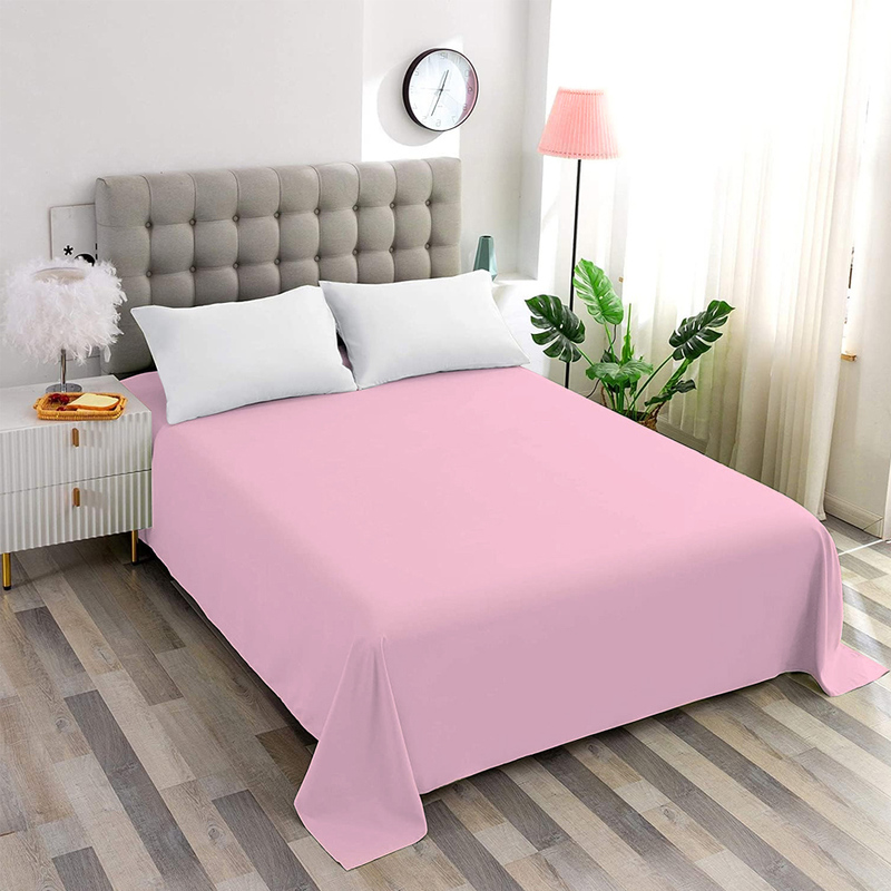Cotton Home 100% Cotton Flat Sheet, 200x240cm, Pink