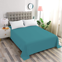 Cotton Home 100% Cotton Flat Sheet, 200x240cm, Teal