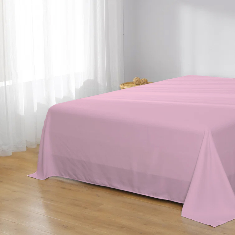 Cotton Home Super Soft Flat Sheet, 160 x 220cm, Single, Pink
