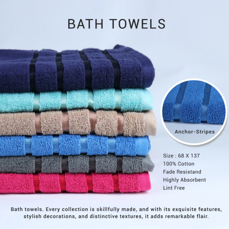 Cotton Home 100% Cotton Aqua Breeze Bath Towel, 70 x 140cm, Hot Pink