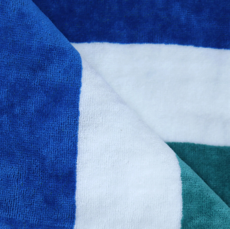 Cotton Home 100% Cotton Multistrip Reversible Wave Pool Towel, 90 x 180cm, Blue/Green