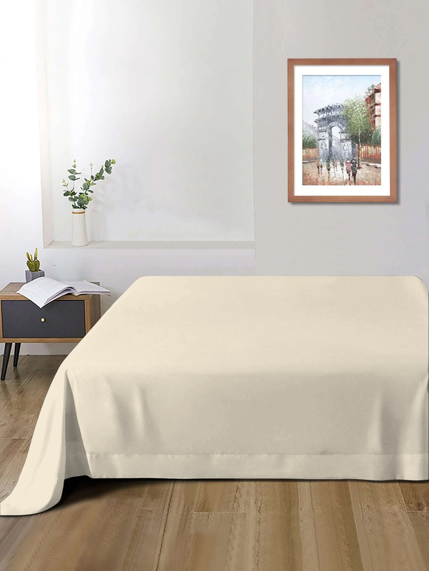 Cotton Home Super Soft Flat Sheet, 200 x 220cm, Queen, Ivory