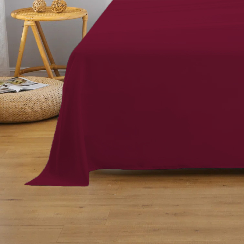 Cotton Home Super Soft Flat Sheet, 220 x 240cm, King, Burgundy