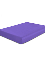 Cotton Home Super Soft Percale Weave Plain Fitted Sheet, 160 x 200 + 30cm, Purple