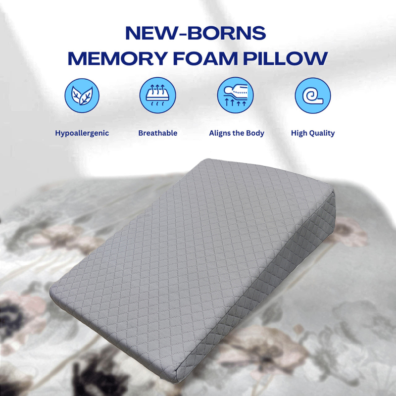 Cotton Home Smooth Wedge Memory Foam Pillow, Grey
