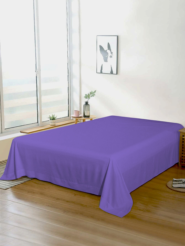 Cotton Home Super Soft Flat Sheet, 220 x 240cm, King, Violet