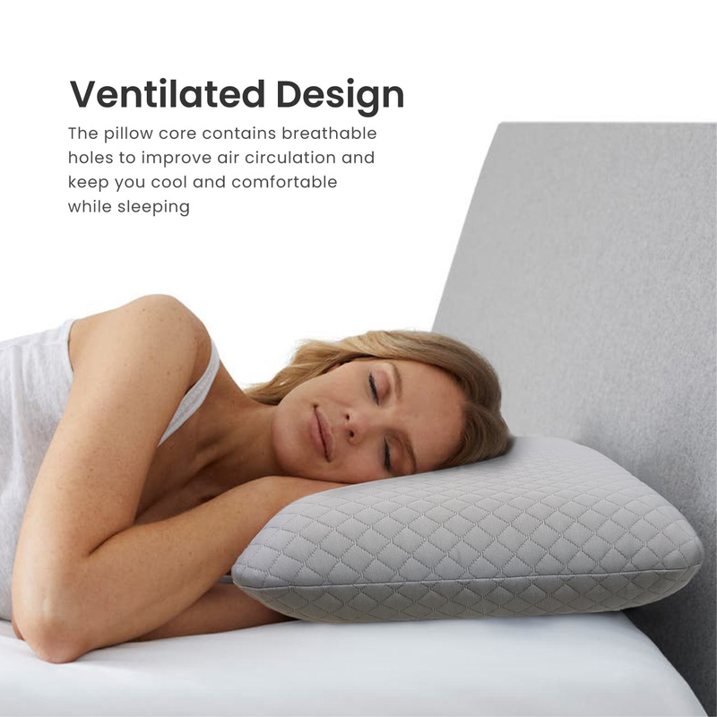 Cotton Home Venus Breathable Memory Foam Pillow, Grey