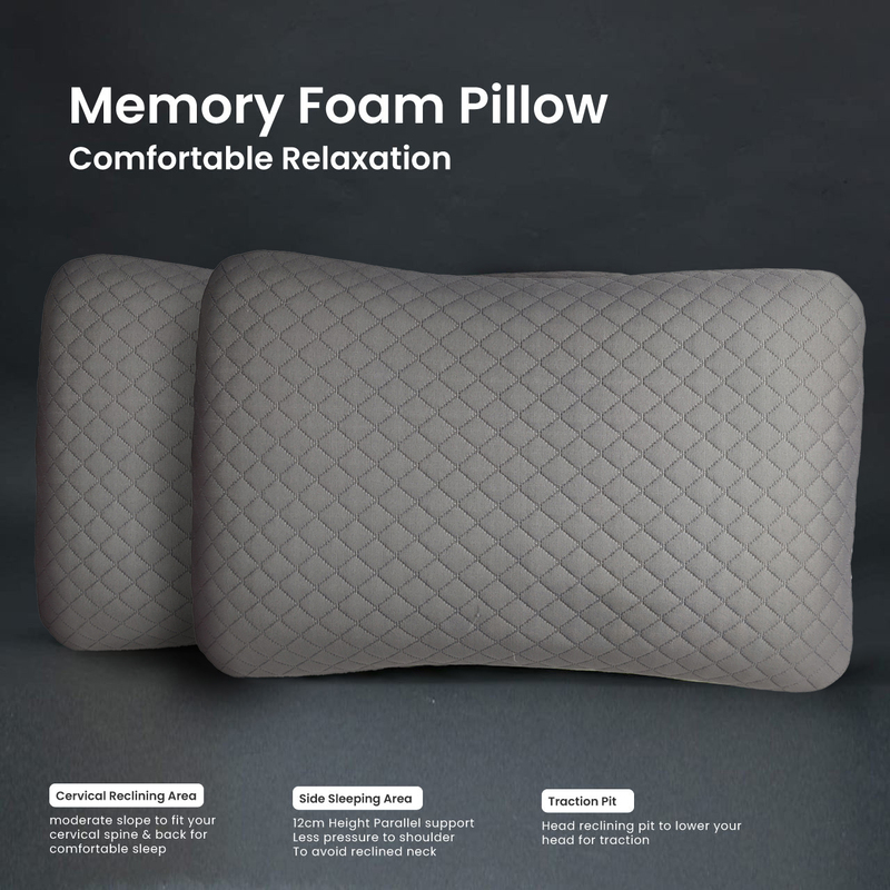 Cotton Home Mars Smooth Memory Foam Pillow, Grey