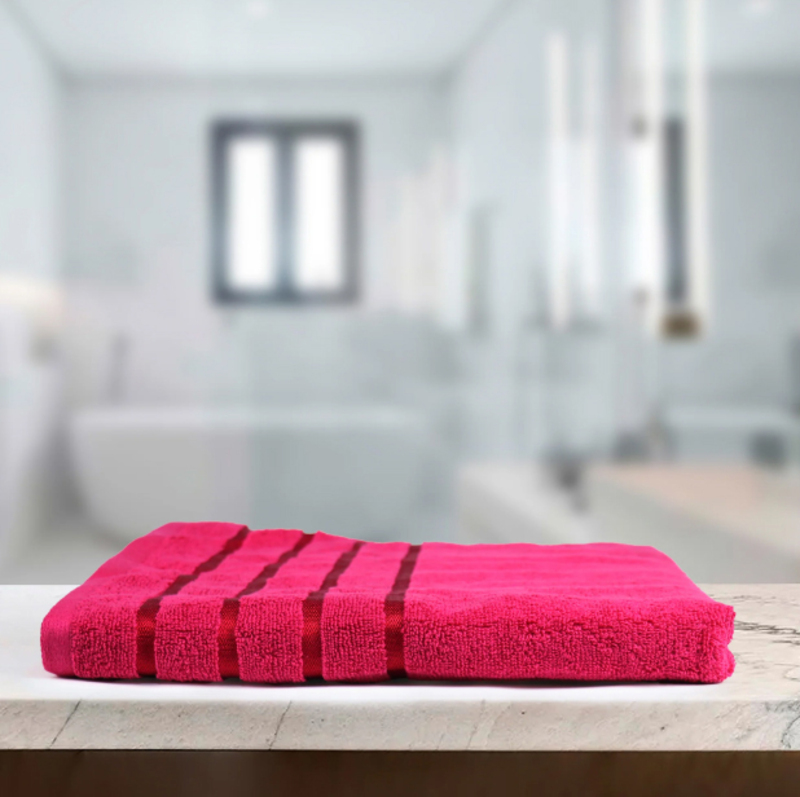 Cotton Home 100% Cotton Aqua Breeze Bath Towel, 70 x 140cm, Hot Pink