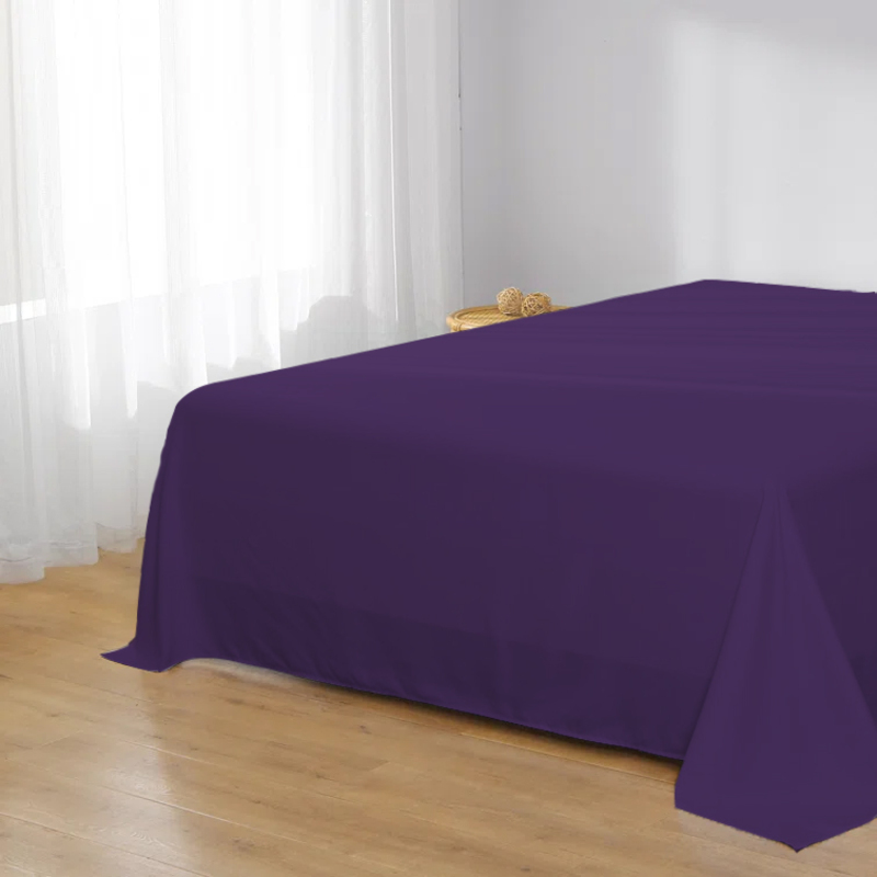 Cotton Home Super Soft Flat Sheet, 160 x 220cm, Single, Dark Purple