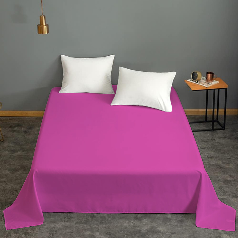 Cotton Home Flat Sheet 100% Cotton, 160 x 220 cm, Fuchsia