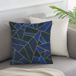 Cotton Home Filled Digital Cushion, 45 x 45cm, D-1942, Blue/Yellow