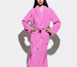 Cotton Home Bathrobe with Pockets Terry, Rose Pink