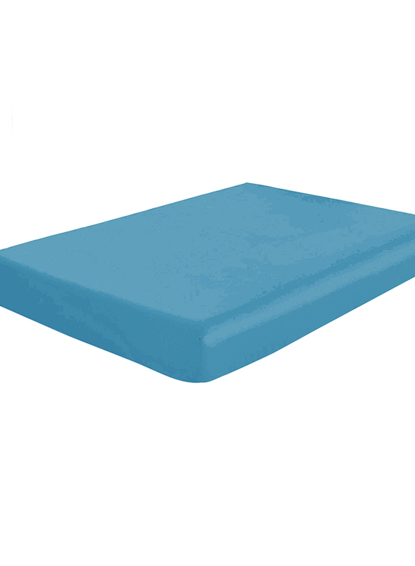 Cotton Home Super Soft Fitted Sheet, 200 x 200 + 30cm, Blue