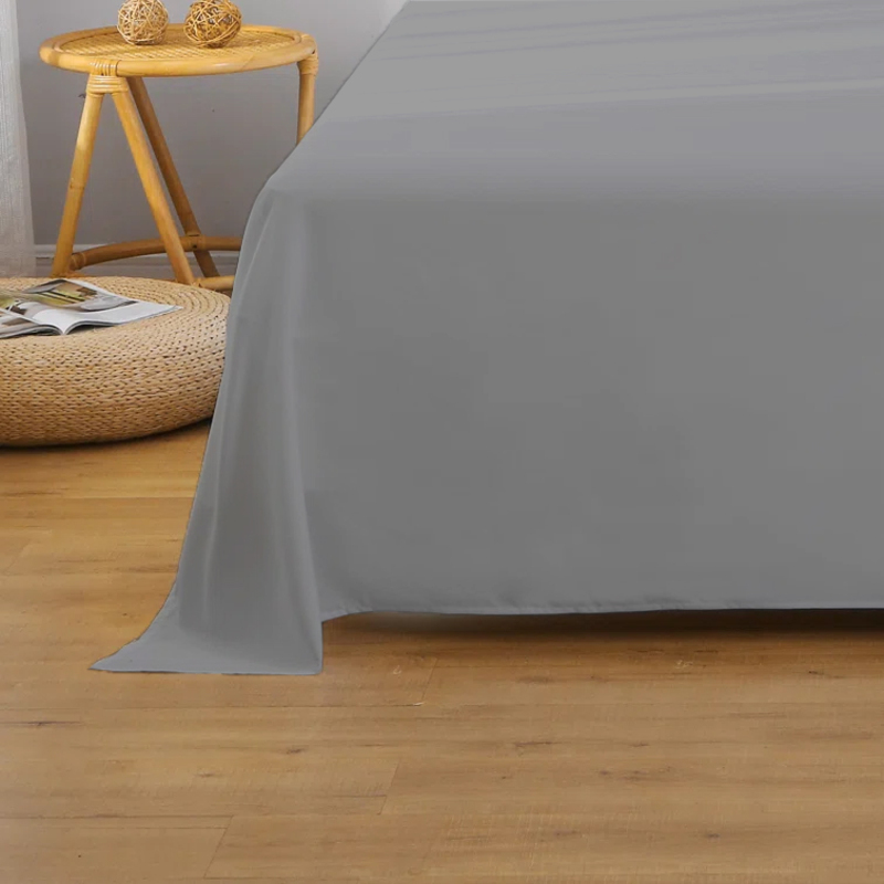 Cotton Home Super Soft Flat Sheet, 160 x 220cm, Single, Silver