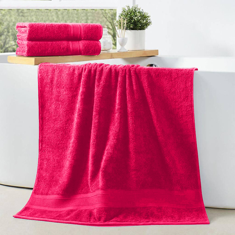 Cotton Home 2-Piece 100% Cotton Bath Towel Set, 70 x 140cm, Fuschia Pink