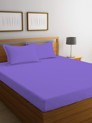 Cotton Home 3-Piece Super Soft Fitted Sheet Set, 1 Fitted Sheet + 2 Pillow Case, Double, Violet