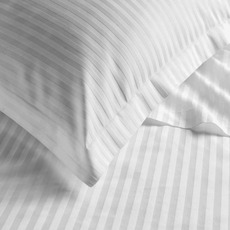 Cotton Home 6-Piece Stripe Duvet Cover, 1 Duvet Cover, 1 Fitted Sheet, 2 Pillow Covers, 2 Pillow Cases, King, White