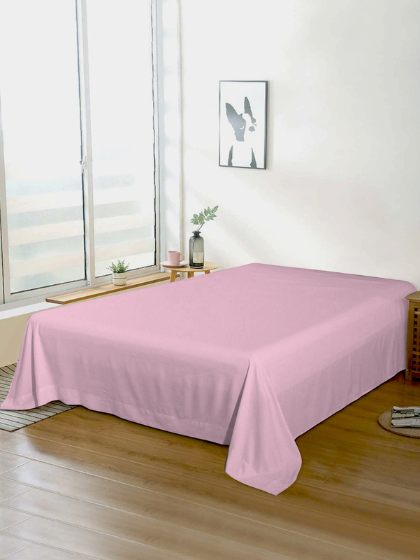 Cotton Home Super Soft Flat Sheet, 160 x 220cm, Single, Light Pink