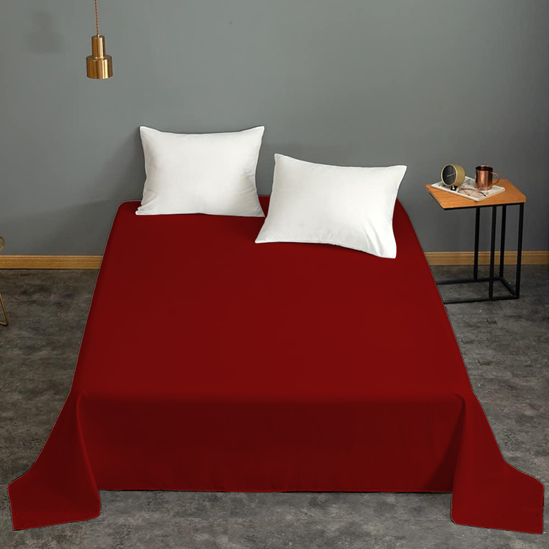 Cotton Home 100% Cotton Flat Sheet, 220x240cm, Rust