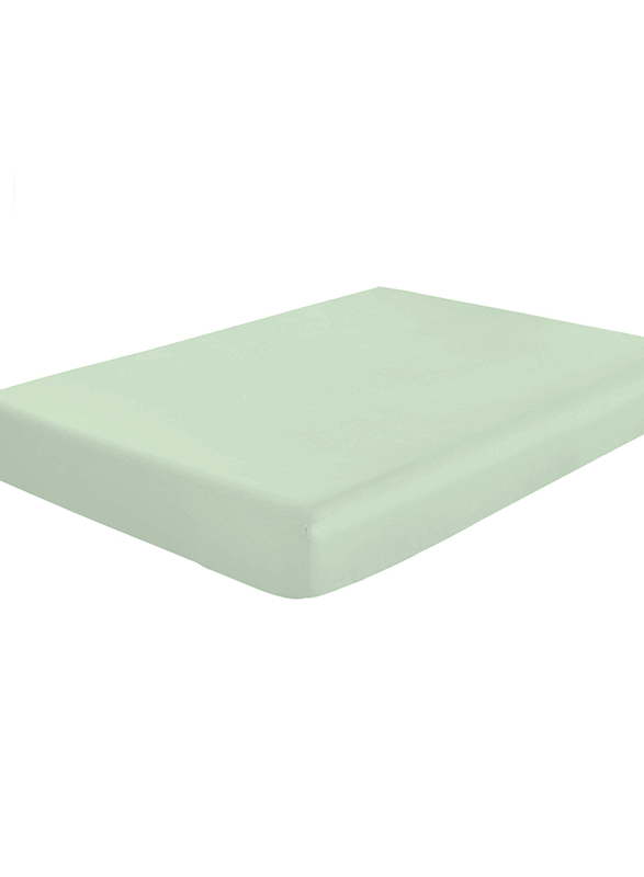 Cotton Home Super Soft Fitted Sheet, 200 x 200 + 30cm, Mint Green