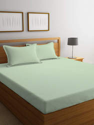 Cotton Home 3-Piece Super Soft Fitted Sheet Set, 1 Single Fitted Sheet Size 90X200+20cm + 2 Pillow Cases, Mint Green