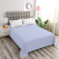 Cotton Home Flat Sheet 100% Cotton, 200 x 240cm, Sky Blue