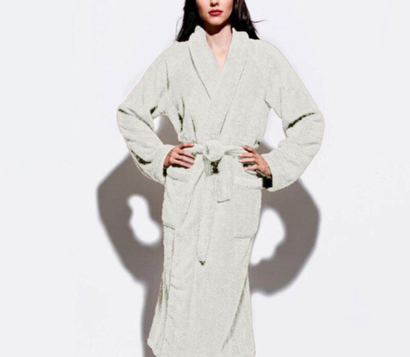 Cotton Home Bathrobe with Pockets Terry, Ivory