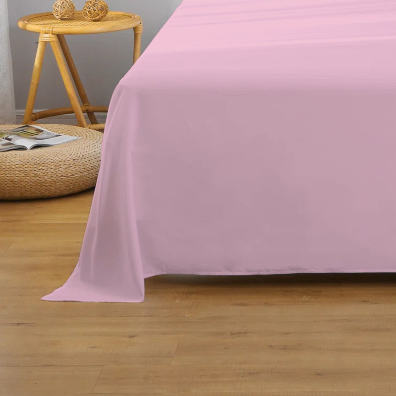 Cotton Home Super Soft Flat Sheet, 240 x 260cm, Super King, Light Pink