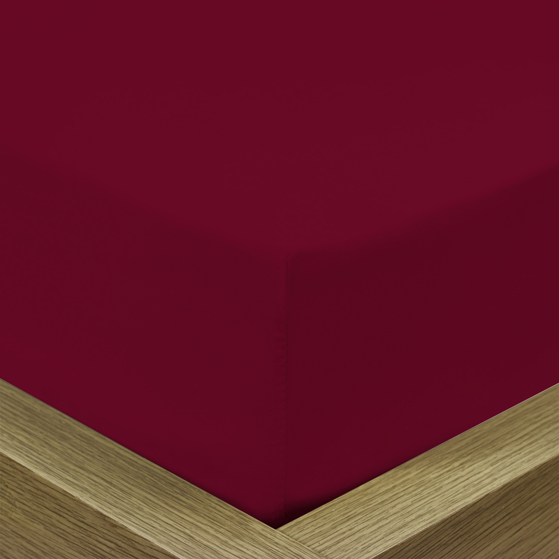 Cotton Home Super Soft Fitted Sheet, 180 x 200 + 30cm, Burgundy