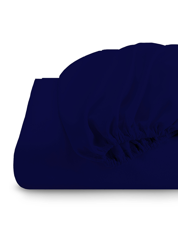 Cotton Home Super Soft Fitted Sheet, 180 x 200 + 30cm, Navy Blue