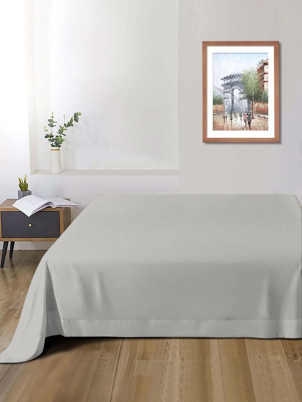 Cotton Home Super Soft Flat Sheet, 160 x 220cm, Single, Grey