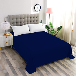 Cotton Home 100% Cotton Flat Sheet, 220x240cm, Navy Blue