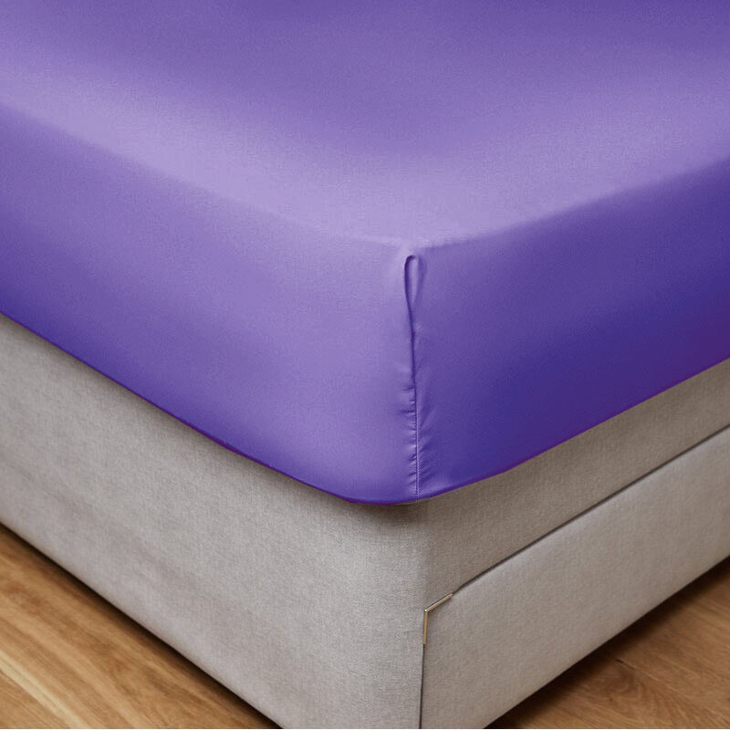 

Cotton Home Fitted Sheet 100% Cotton, 200 x 200 + 30cm, Purple