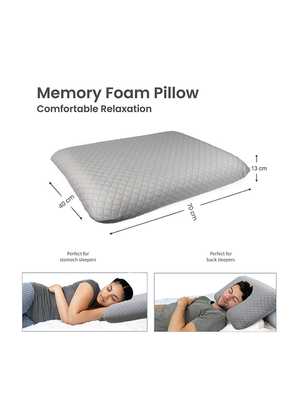 Cotton Home Venus Breathable surface Memory Foam Pillow, King, Grey