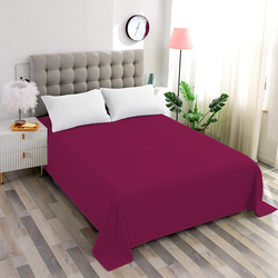 Cotton Home 100% Cotton Flat Sheet, 200x240cm, Burgundy