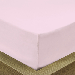Cotton Home Super Soft Percale Weave Plain Fitted Sheet, 90 x 190 + 20cm, Pink