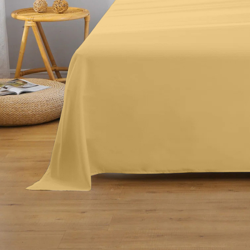 Cotton Home Super Soft Flat Sheet, 240 x 260cm, Super King, Gold