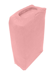 Cotton Home 3-Piece Jersey Fitted Sheet Set, 1 Fitted Sheet 200 x 200 x 30 + 2 Pillow Case 48 x 74 x 12cm, Super King, Pink