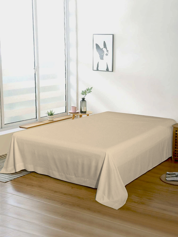 Cotton Home Super Soft Flat Sheet, 240 x 260cm, Super King, Beige