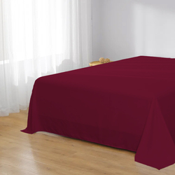 Cotton Home Super Soft Flat Sheet, 200 x 220cm, Queen, Burgundy