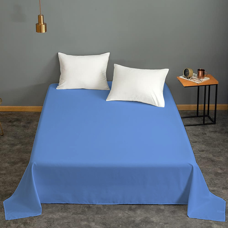 Cotton Home 100% Cotton Flat Sheet, 200x240cm, Blue