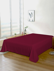 Cotton Home Super Soft Flat Sheet, 200 x 220cm, Queen, Burgundy