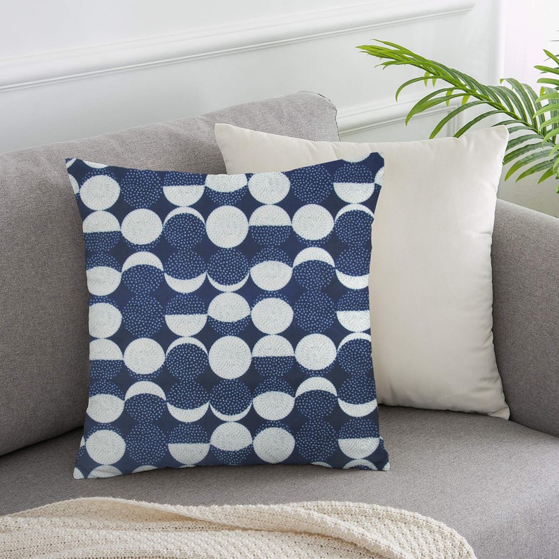 Cotton Home Filled Digital Cushion, 45 x 45cm, D-1945, Blue/White